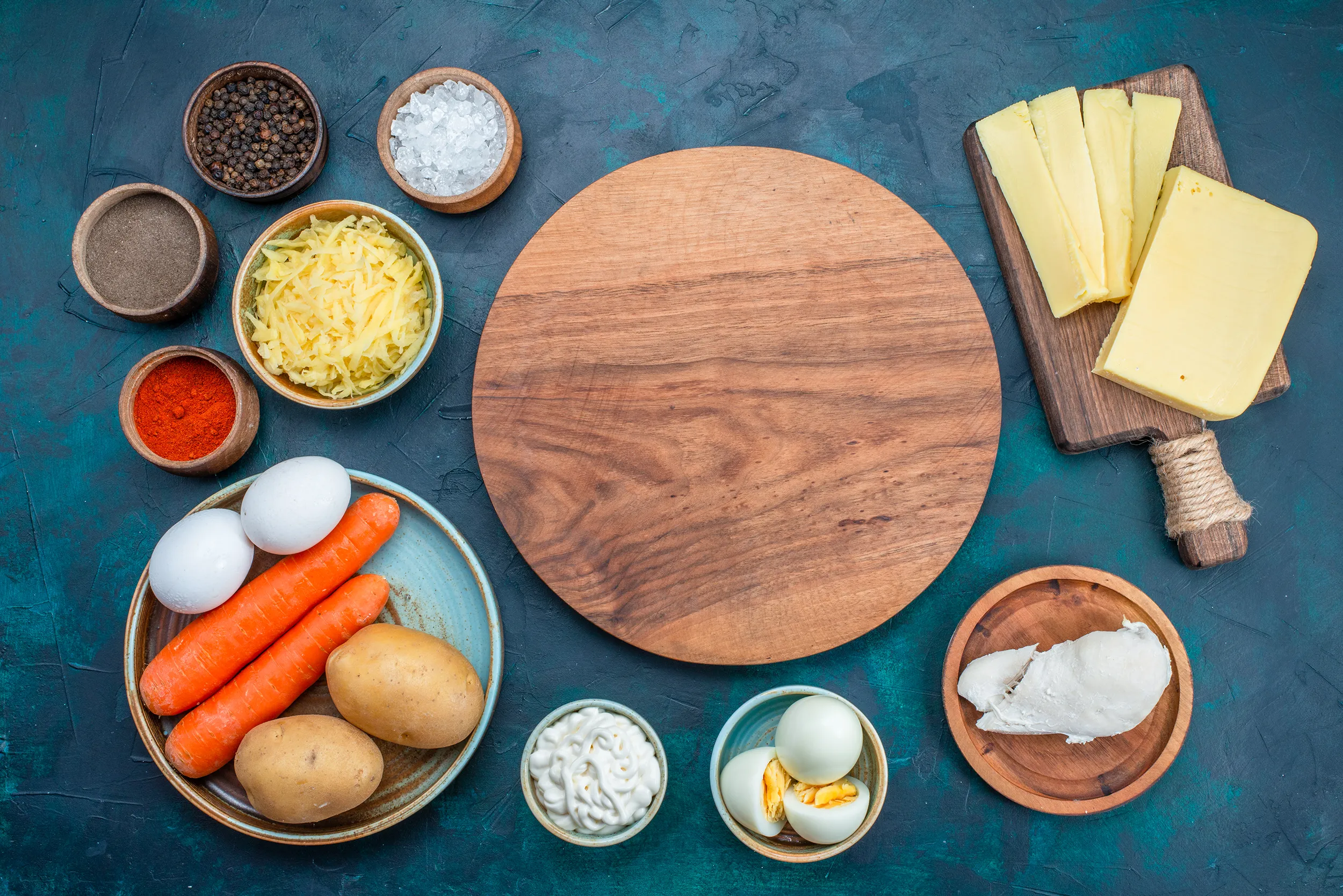 Flatlay van proteinerijke producten waar l-Leucine in zit.